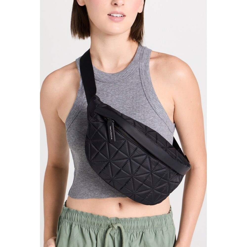 NEW Vee Collective Technical Weave Black Fanny Pack Water Repellent Belt Bag